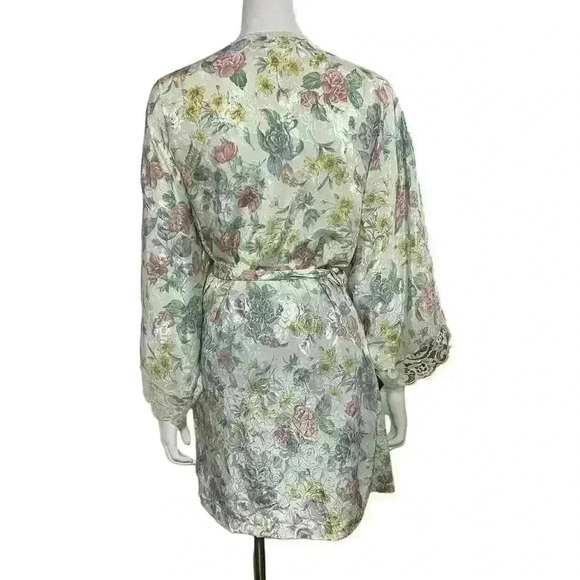 Adonna Vintage Floral Lace Trim Robe Kimono Style Belted Housecoat Size 1X - Picture 3 of 12